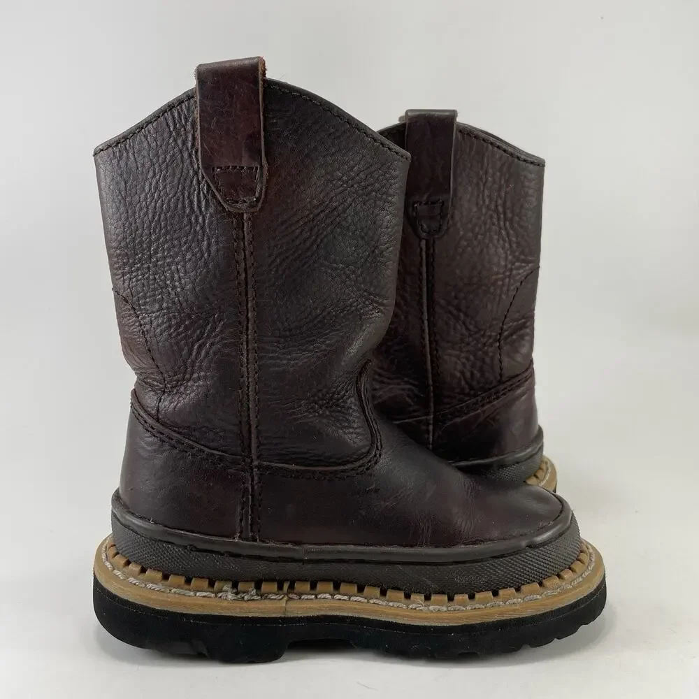 Georgia Boot Little Georgia Giant Brown Leather Boots Kids Size 8.5M Wellington